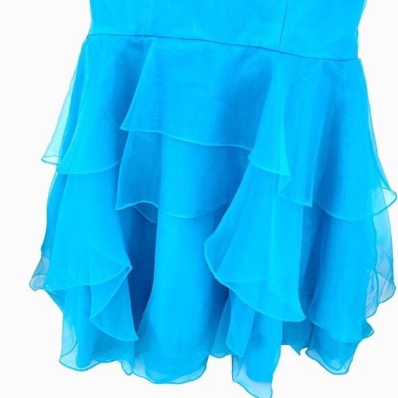 NWT DAVID'S BRIDAL MALIBU BLUE ORGANZA MERMAID PROM FORMAL BRIDESMAID DRESS GOWN - Picture 3 of 6